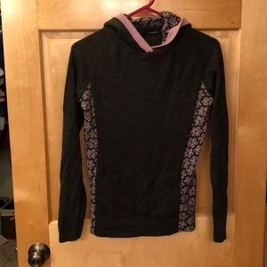 Smart wool hoodie with zippered kangaroo pocket.